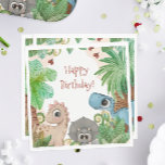 Guardanapo De Papel Kids Dinossaur Birthday<br><div class="desc">Personalize o ano de aniversário desses bonitos guardanapos de dinossauros que são excelentes para qualquer festa de aniversário infantil.</div>