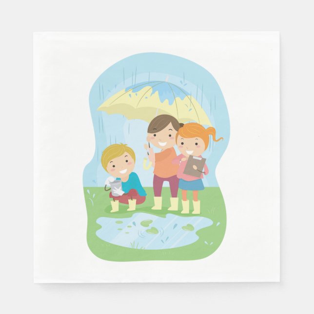 Guardanapo De Papel Kids Science Nature Study in Rain (Frente)