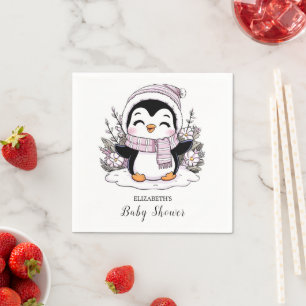 Guardanapo De Papel Kids Snow Penguin Chá de fraldas
