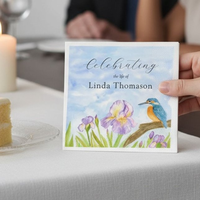 Guardanapo De Papel  Kingfisher Purple Irises Celebration of Life (Criador carregado)