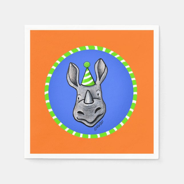 Guardanapo De Papel KiniArt Rhino Birthday Napkins (Frente)