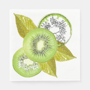 Guardanapo De Papel Kiwi, frutado, verde e branco, fresco, suculento,