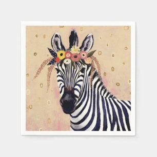 Guardanapo De Papel Klimt Zebra Adornada Em Flores