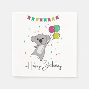 Guardanapo De Papel Koala Deseja Feliz Aniversário Para Você Koalas Na