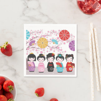 Guardanapo De Papel Kokeshi Dolls