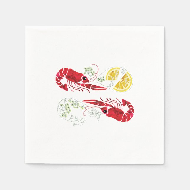 Guardanapo De Papel Kräftskiva/Lagosta ferve Limão Elegante e Dill (Frente)