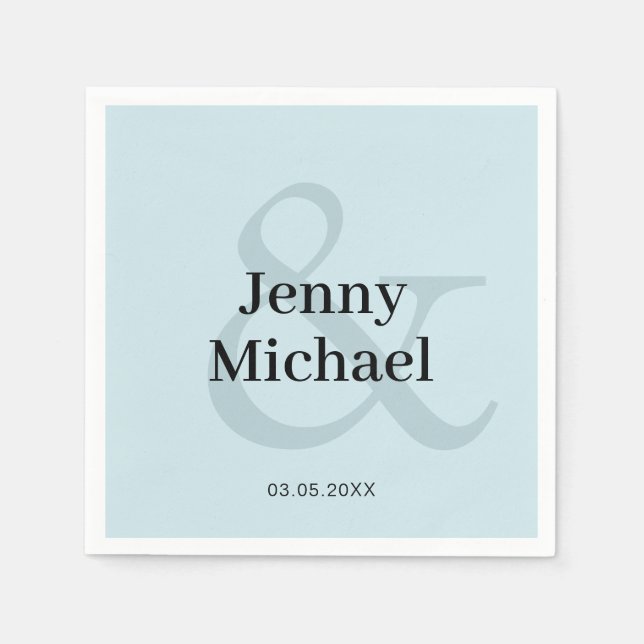 Guardanapo De Papel Kundenspezifische Hellblau Hochzeit Serviette (Frente)