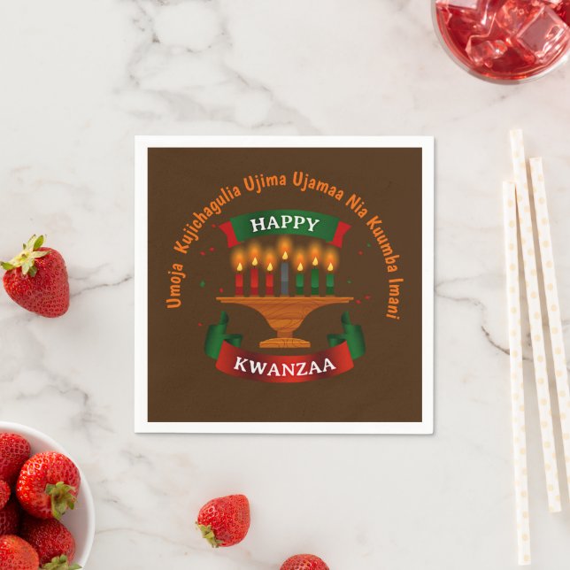 Guardanapo De Papel Kwanzaa vela Red Black Green 7 Princípios (Insitu)