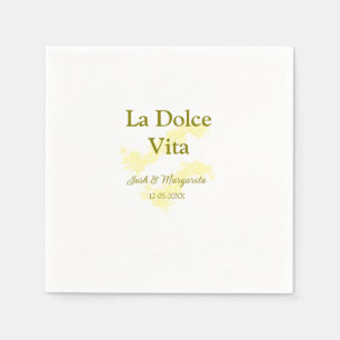 Guardanapo De Papel La Dolce Vita casal amarelo Nome data glit