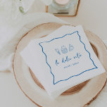 Guardanapo De Papel "La Dolce Vita" Chá de panela manuscrito<br><div class="desc">Este belo design de inspiração italiana apresenta letras cursivas estilo manuscrito, acentuadas com uma borda ondulada de fita escrivora em azul ensolarado. Ilustrações desenhadas à mão de um gelato, um cupcake, e uma massa completam o design de um olhar de verão na Costa Amalfi. Estes elegantes guardanapos do Mediterrâneo apresentam...</div>