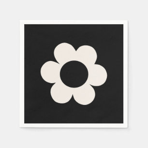 Guardanapo De Papel La Fleur 06 Floral Retro Preto E Flor Branca