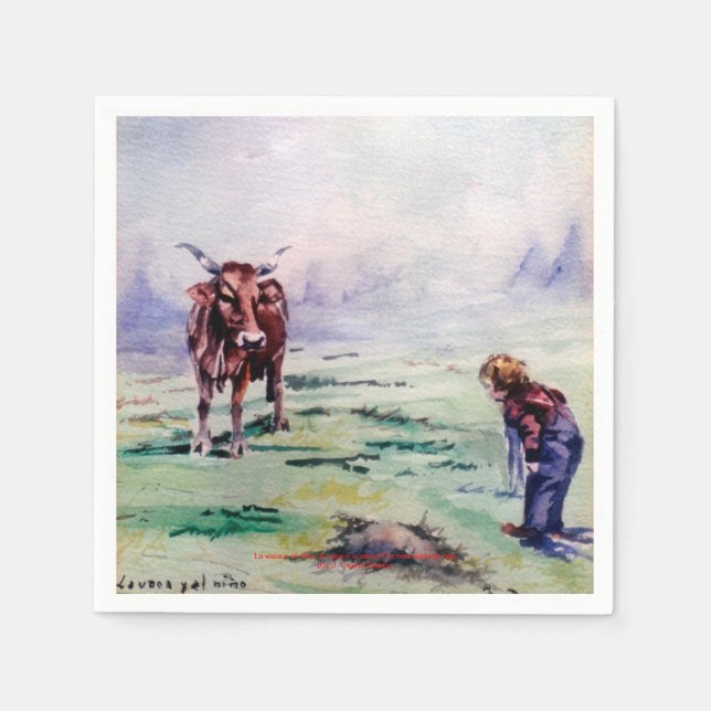 Guardanapo De Papel La vaca y el niño/The cow and the boy (Frente)