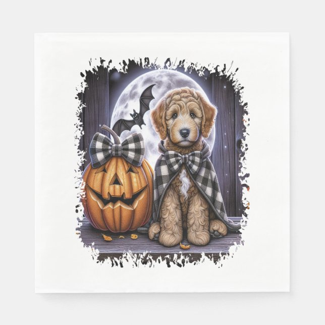 Guardanapo De Papel Labradoodle Dog Halloween Square (Frente)