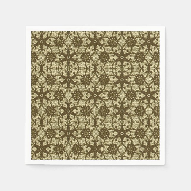 Guardanapo De Papel Lace antigo - chocolate e bege (Frente)