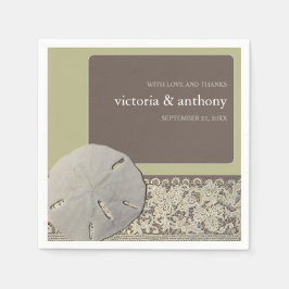 Guardanapo De Papel Lace de areia dólar, Casamento de praia de Vintage