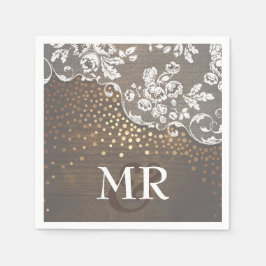 Guardanapo De Papel Lace Wood Dourado Confetti País Russo