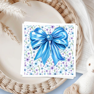 Guardanapo De Papel Laço Azul Coquete Design Floral Elegante
