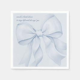 Guardanapo De Papel Laço Azul Empoeirado Chuveiro de Noiva Elegante
