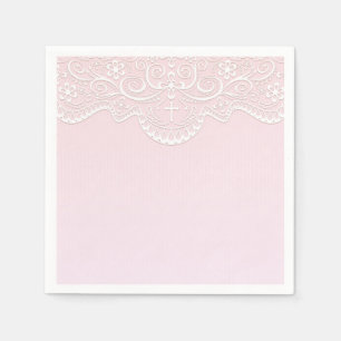 Guardanapo De Papel Laço cor-de-rosa, branco, religioso