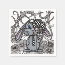 Laço de Coelho Bunny Zentangle Floral Papel