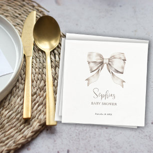 Guardanapo De Papel Laço de Fita Branco Vintage Baby Shower