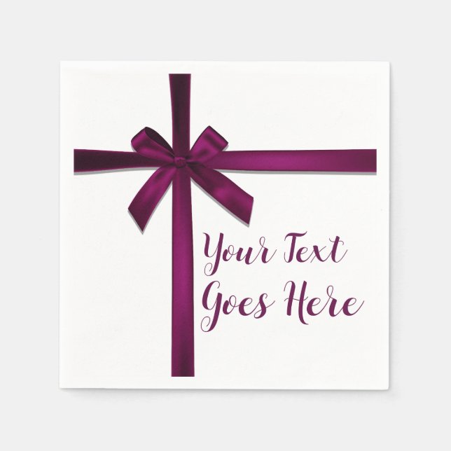 Guardanapo De Papel Laço de fita de cetim de vinho Natal Festa de Nata (Frente)