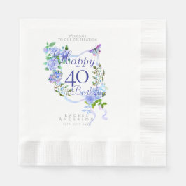 Guardanapo De Papel Laço de Rosa Azul Aniversário de 40 anos