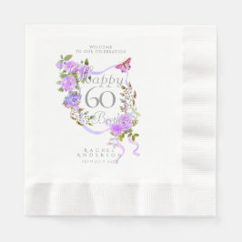 Guardanapo De Papel Laço de Rosa Roxa 60º Aniversário