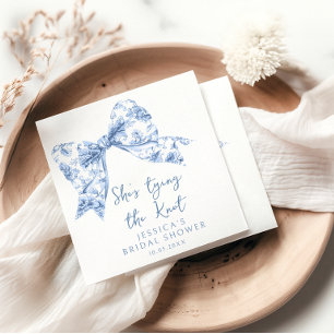 Guardanapo De Papel Laço Floral Azul Amarrando o Nó Chá de Noiva