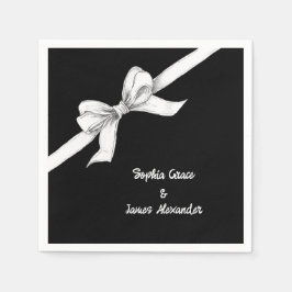 Guardanapo De Papel Laço Preto e Branco | Casamento Elegante | Monocro