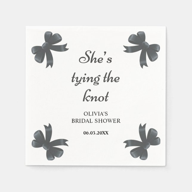 Guardanapo De Papel Laço Preto Ela Está Casando Chá de Noiva (Frente)