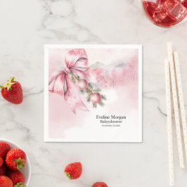 Guardanapo De Papel Laço Rosa Aquarela com Bolhas Churrasco de Bebê 