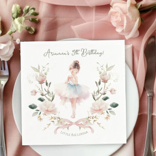 Guardanapo De Papel Laço Rosa Caprichoso e Bailarina de Aquarela de An