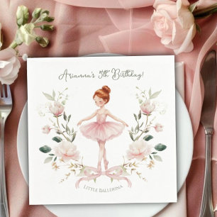 Guardanapo De Papel Laço Rosa Caprichoso e Bailarina de Aquarela de An