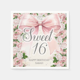Guardanapo De Papel Laço Rosa Coquete Floral Vintage Doce 16