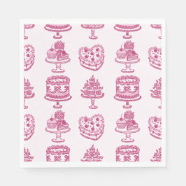 Guardanapo De Papel Laço Rosa Coração Retrô Coquette Bolo Dia dos Namo