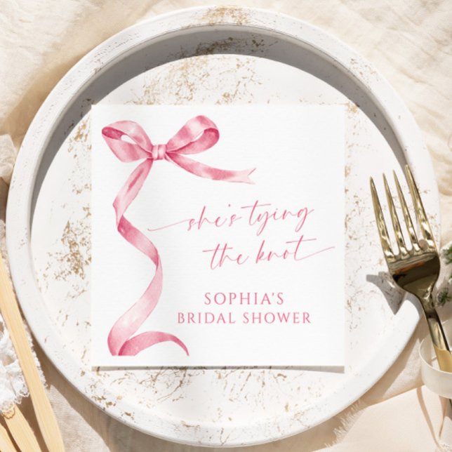 Guardanapo De Papel Laço Rosa Ela Está Se Casando Chá de Noiva (Criador carregado)