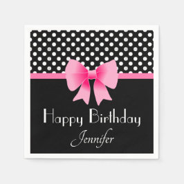 Guardanapo De Papel Laço Rosa Elegante Feliz Aniversário