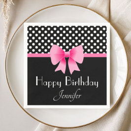 Guardanapo De Papel Laço Rosa Elegante Feliz Aniversário