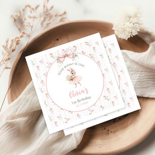 Guardanapo De Papel Laço Rosa & Floral Algum Coelho Faz Um Aniversário