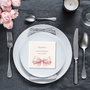 Guardanapo De Papel Laço rosa marfim elegante aniversário
