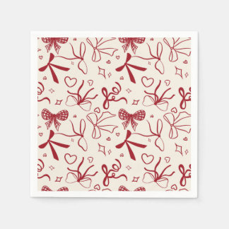 Guardanapo De Papel Laço vermelho Coquette padrão contínuo natal