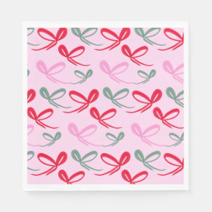 Guardanapo De Papel Laços de Natal verde rosa caprichoso desenho à mão