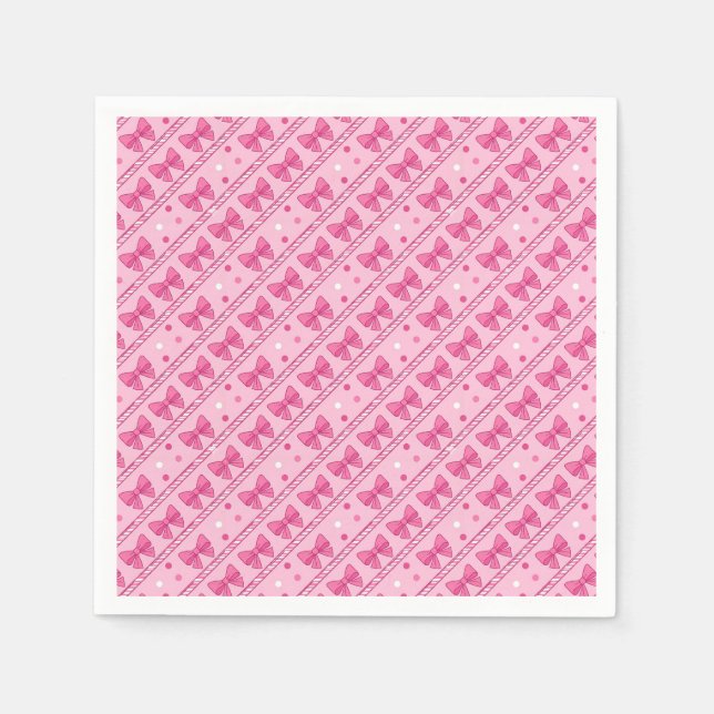 Guardanapo De Papel Laços Rosa Listra Diagonal Bolinhas (Frente)