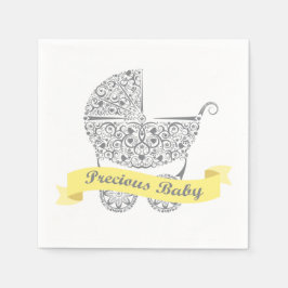 Guardanapo De Papel Lacy Baby Carruagem Napkin Yellow 1