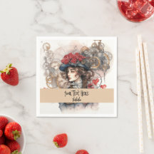 Lady no Red Namorados Kiss steampunk watercolor