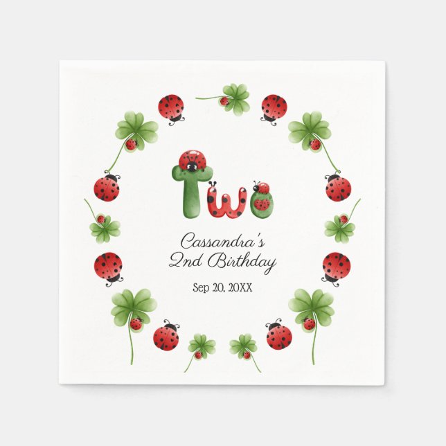 Guardanapo De Papel Ladybug Alphabet - Letra Kids segundo aniversário  (Frente)