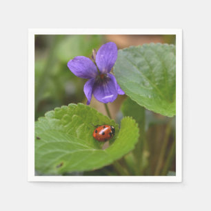 Guardanapo De Papel Ladybug em Flores de Violeta Doce
