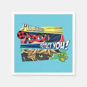 Guardanapo De Papel Ladybug Miraculoso e Cat Noir sempre protegem você