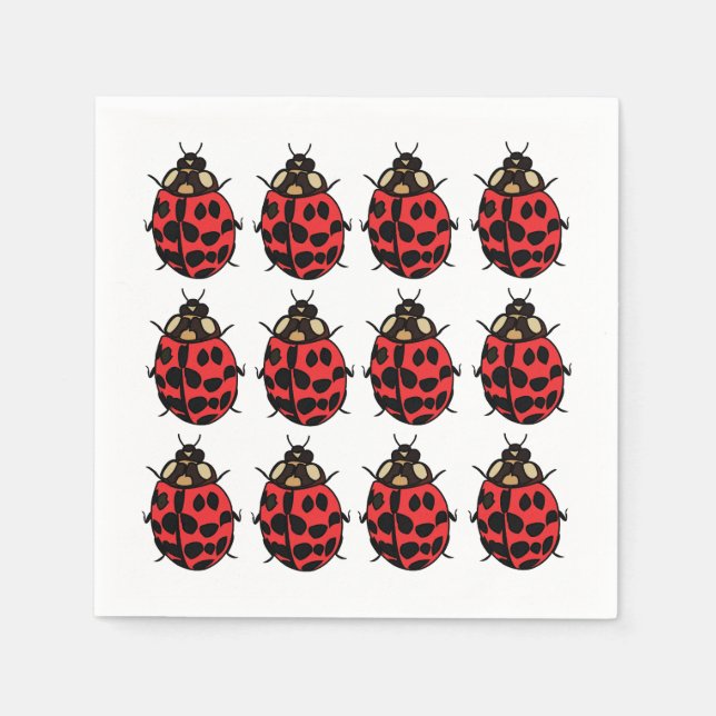 Guardanapo De Papel Ladybug Red Black Insect Party Ladybug (Frente)